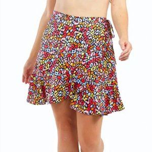 NWT Summersalt Multicolor Leopard Print Mini Wrap Beach To Brunch Cover-Up Skirt